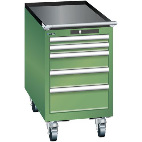 Mobilní dílenská zásuvková skříň Lista, 5 zásuvek, 411x725x723 mm, zelená