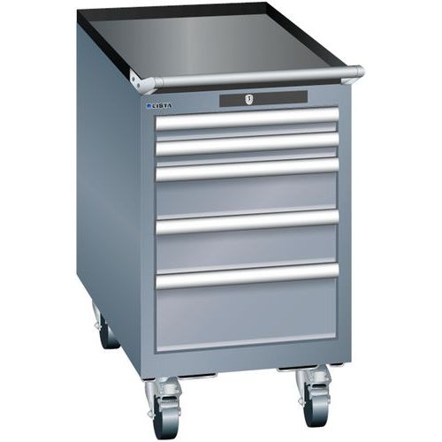 Mobilní dílenská zásuvková skříň Lista, 5 zásuvek, 411x725x723 mm, tmavě šedá