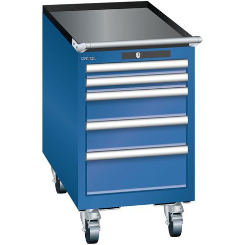 Mobilní dílenská zásuvková skříň Lista, 5 zásuvek, 411x725x723 mm, tmavě modrá