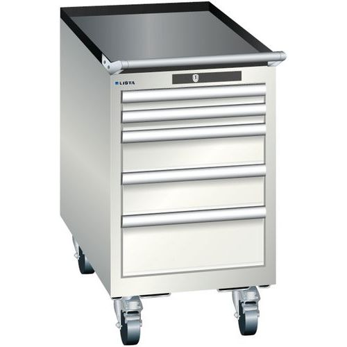 Mobilní dílenská zásuvková skříň Lista, 5 zásuvek, 411x725x723 mm, světle šedá