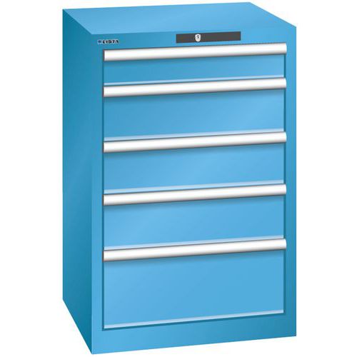 Dílenská zásuvková skříň Lista, 5 zásuvek, 564x572x850mm, světle modrá
