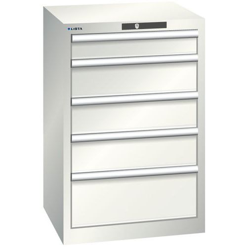 Dílenská zásuvková skříň Lista, 5 zásuvek, 564x572x850mm, světle šedá
