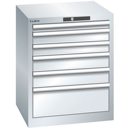 Dílenská zásuvková skříň Lista, 6 zásuvek, 564x572x700mm, šedá