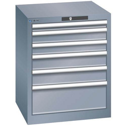 Dílenská zásuvková skříň Lista, 6 zásuvek, 564x572x700mm, tmavě šedá