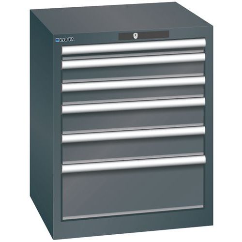 Dílenská zásuvková skříň Lista, 6 zásuvek, 564x572x700mm, černá