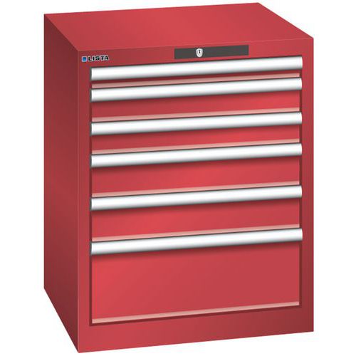 Dílenská zásuvková skříň Lista, 6 zásuvek, 564x572x700mm, červená