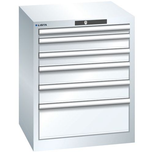 Dílenská zásuvková skříň Lista, 6 zásuvek, 564x572x700mm, bílá