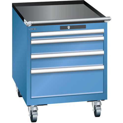 Mobilní dílenská  zásuvková skříň LISTA, 564x725x723mm, 4 zásuvky, modrá