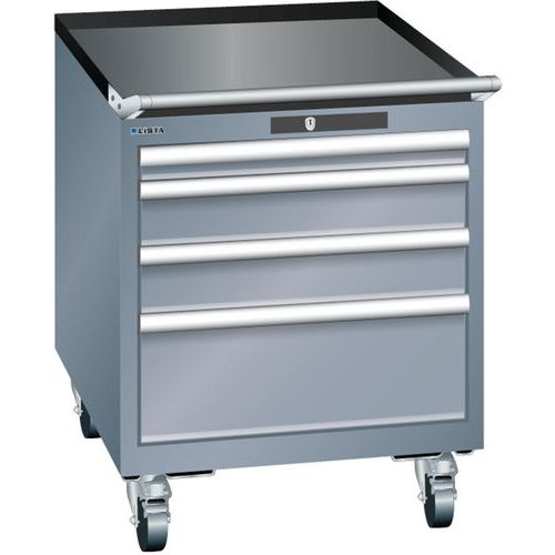 Mobilní dílenská  zásuvková skříň LISTA, 564x725x723mm, 4 zásuvky, tmavě šedá