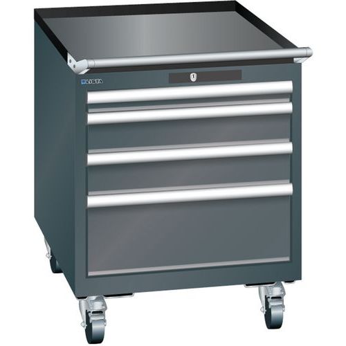 Mobilní dílenská  zásuvková skříň LISTA, 564x725x723mm, 4 zásuvky, černá