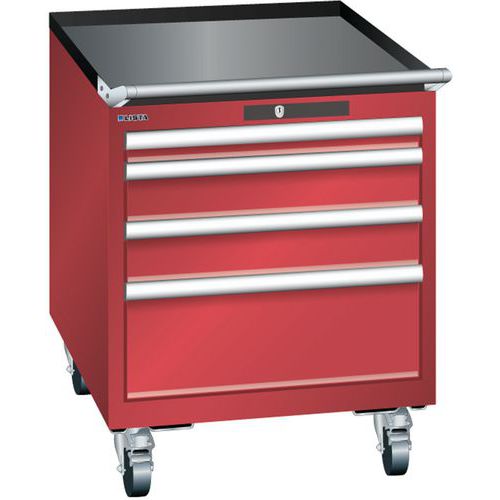 Mobilní dílenská  zásuvková skříň LISTA, 564x725x723mm, 4 zásuvky, červená