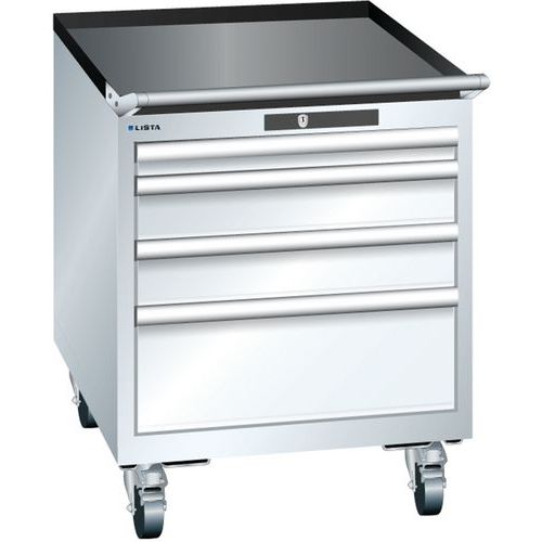 Mobilní dílenská  zásuvková skříň LISTA, 564x725x723mm, 4 zásuvky, bílá