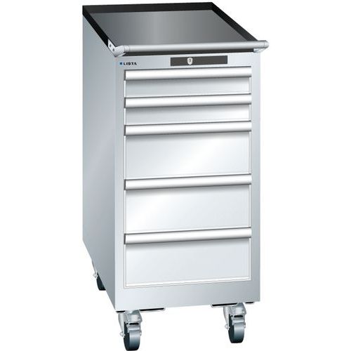 Mobilní dílenská zásuvková skříň Lista, 5 zásuvek, 411x725x890mm, šedá