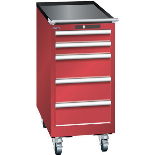 Mobilní dílenská zásuvková skříň Lista, 5 zásuvek, 411x725x890mm, červená