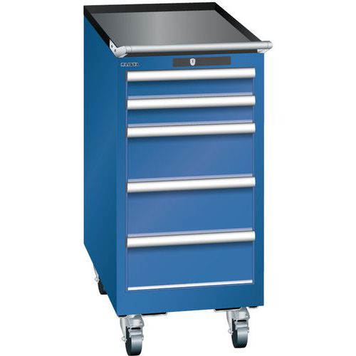 Mobilní dílenská zásuvková skříň Lista, 5 zásuvek, 411x725x890mm, tmavě modrá