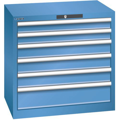 Dílenská zásuvková skříň LISTA, 717x572x700mm,6 zásuvek, modrá