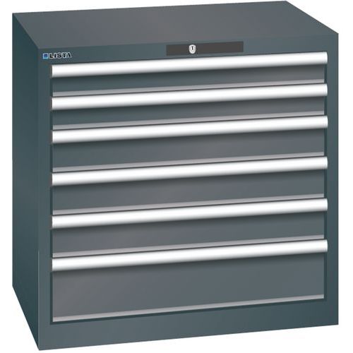 Dílenská zásuvková skříň LISTA, 717x572x700mm,6 zásuvek, černá