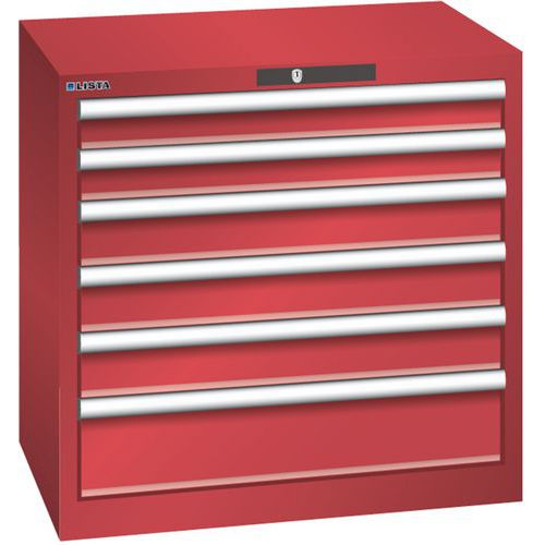 Dílenská zásuvková skříň LISTA, 717x572x700mm,6 zásuvek, červená