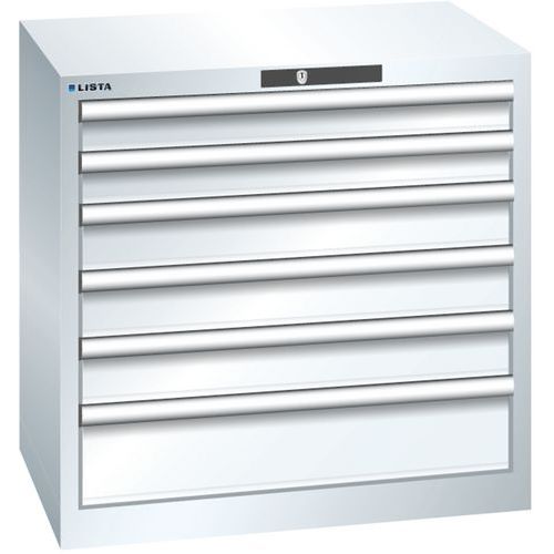 Dílenská zásuvková skříň LISTA, 717x572x700mm,6 zásuvek, bílá