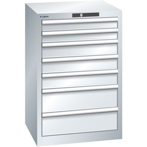 Dílenská zásuvková skříň Lista, 7 zásuvek, 564x572x850mm, šedá