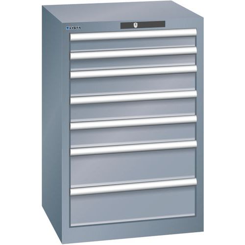 Dílenská zásuvková skříň Lista, 7 zásuvek, 564x572x850mm, tmavě šedá