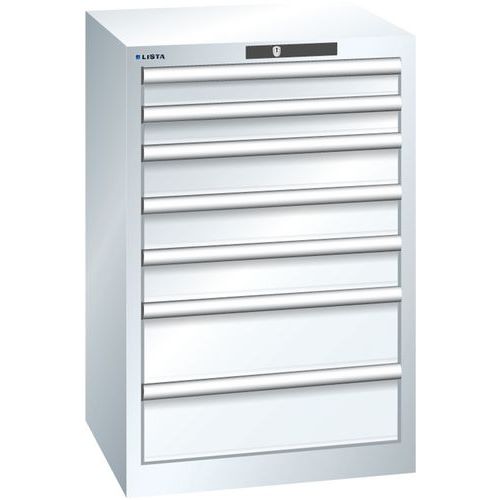 Dílenská zásuvková skříň Lista, 7 zásuvek, 564x572x850mm, bílá