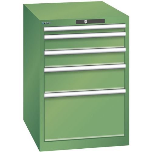 Dílenská zásuvková skříň LISTA, 564x725x800 mm, 5 zásuvek, zelená