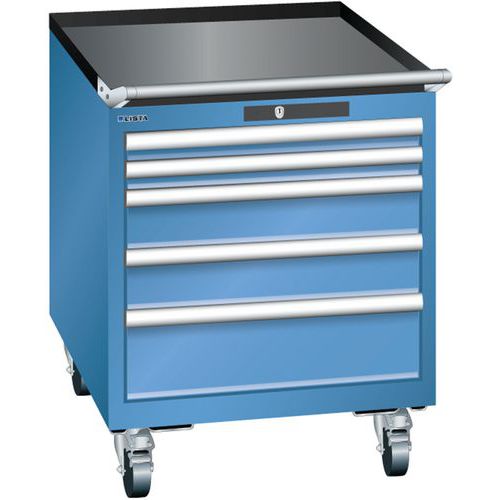 Mobilní dílenská  zásuvková skříň LISTA, 564x725x723mm, 5 zásuvek, modrá