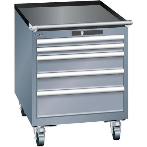 Mobilní dílenská  zásuvková skříň LISTA, 564x725x723mm, 5 zásuvek, tmavě šedá