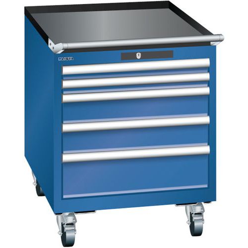 Mobilní dílenská  zásuvková skříň LISTA, 564x725x723mm, 5 zásuvek, tmavě modrá