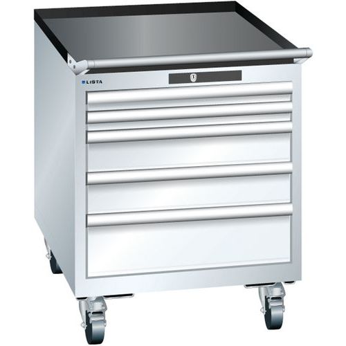 Mobilní dílenská  zásuvková skříň LISTA, 564x725x723mm, 5 zásuvek, bílá