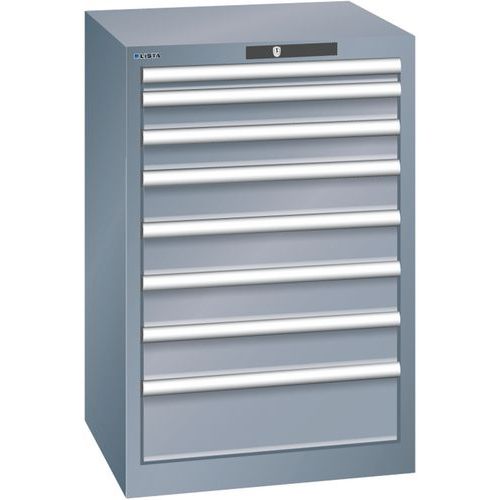Dílenská zásuvková skříň Lista, 8 zásuvek, 564x572x850mm, tmavě šedá