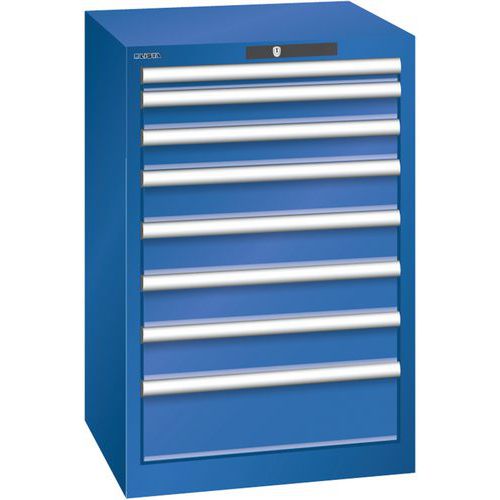 Dílenská zásuvková skříň Lista, 8 zásuvek, 564x572x850mm, fluorescentně modrá