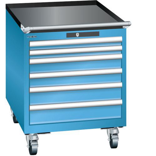 Mobilní dílenská  zásuvková skříň LISTA, 564x725x723mm, 6 zásuvek, světle modrá