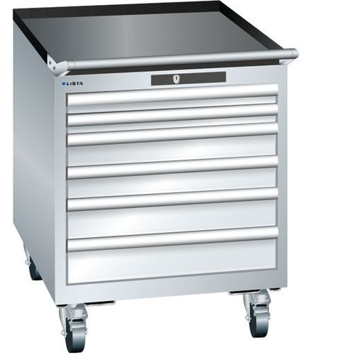 Mobilní dílenská  zásuvková skříň LISTA, 564x725x723mm, 6 zásuvek, šedá