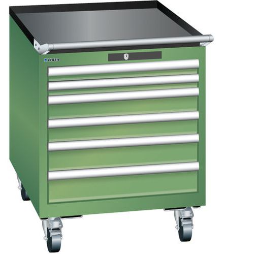 Mobilní dílenská  zásuvková skříň LISTA, 564x725x723mm, 6 zásuvek, zelená
