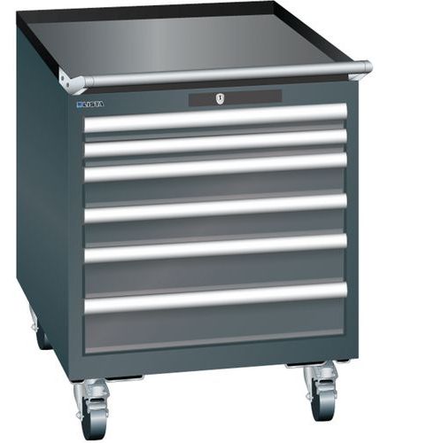 Mobilní dílenská  zásuvková skříň LISTA, 564x725x723mm, 6 zásuvek, černá