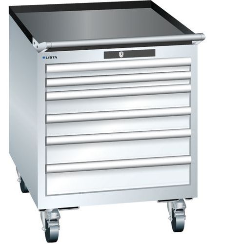 Mobilní dílenská  zásuvková skříň LISTA, 564x725x723mm, 6 zásuvek, bílá