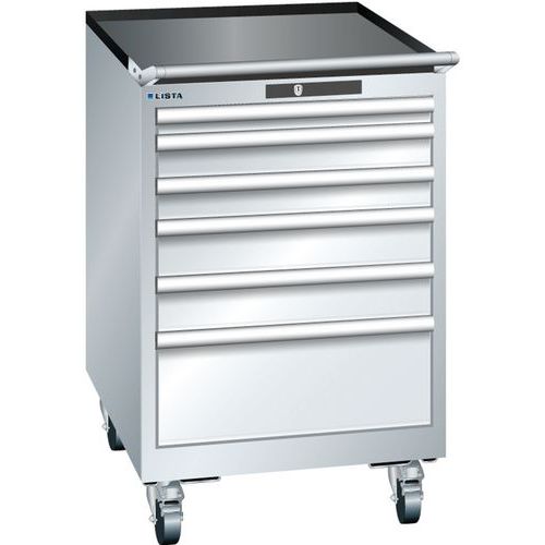 Mobilní dílenská zásuvková skříň LISTA, 564x725x890mm, 6 zásuvek, šedá