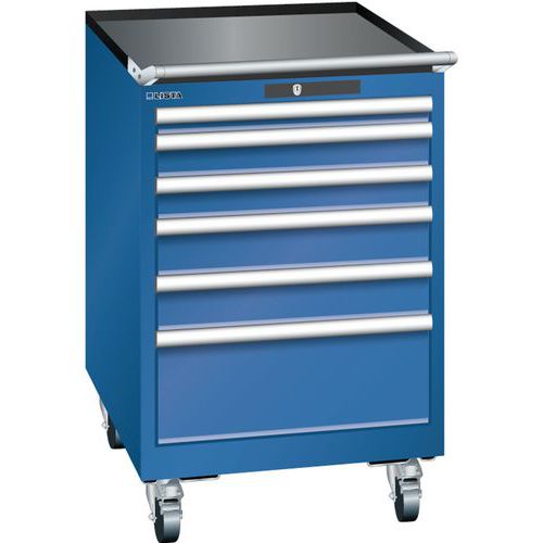 Mobilní dílenská zásuvková skříň LISTA, 564x725x890mm, 6 zásuvek, tmavě modrá