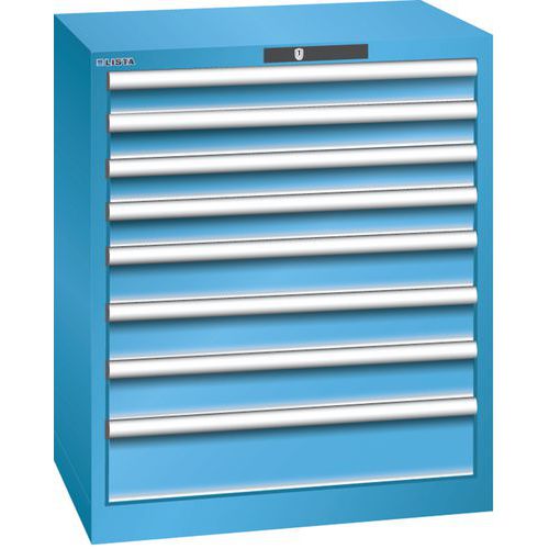 Dílenská zásuvková skříň LISTA, 717x572x850mm, 8 zásuvek, světle modrá