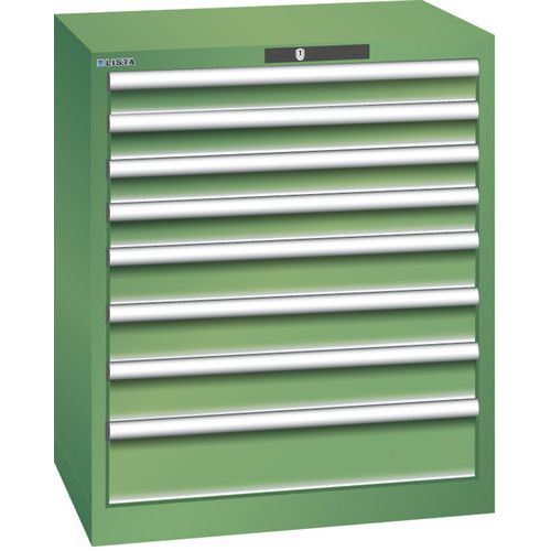 Dílenská zásuvková skříň LISTA, 717x572x850mm, 8 zásuvek, zelená