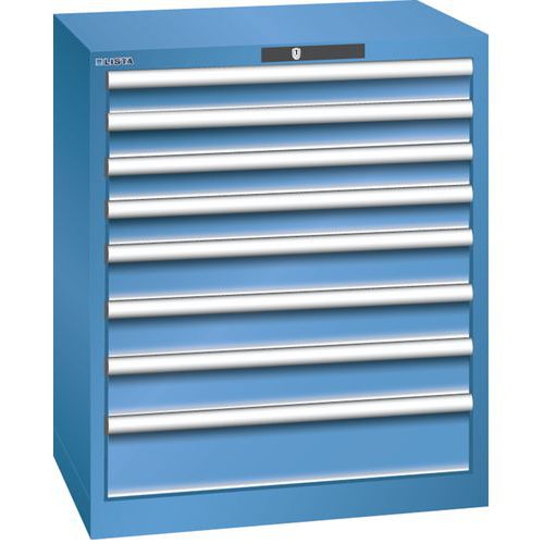 Dílenská zásuvková skříň LISTA, 717x572x850mm, 8 zásuvek, modrá