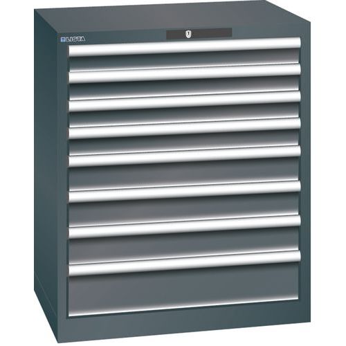 Dílenská zásuvková skříň LISTA, 717x572x850mm, 8 zásuvek, černá