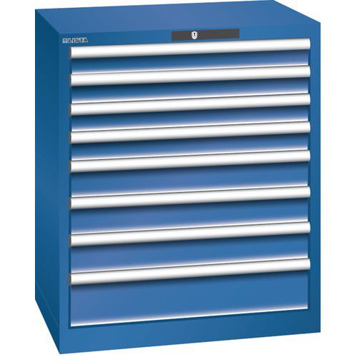 Dílenská zásuvková skříň LISTA, 717x572x850mm, 8 zásuvek, tmavě modrá