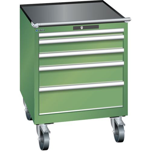 Mobilní dílenská zásuvková skříň LISTA, 717x725x962mm, 5 zásuvek, zelená