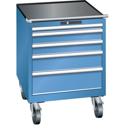 Mobilní dílenská zásuvková skříň LISTA, 717x725x962mm, 5 zásuvek, modrá
