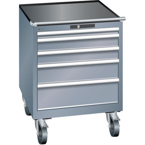 Mobilní dílenská zásuvková skříň LISTA, 717x725x962mm, 5 zásuvek, tmavě šedá