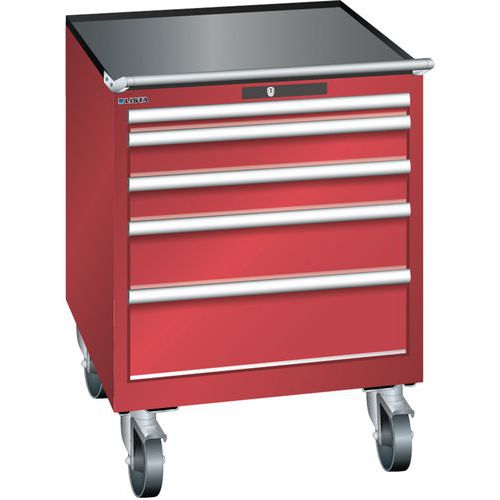 Mobilní dílenská zásuvková skříň LISTA, 717x725x962mm, 5 zásuvek, červená