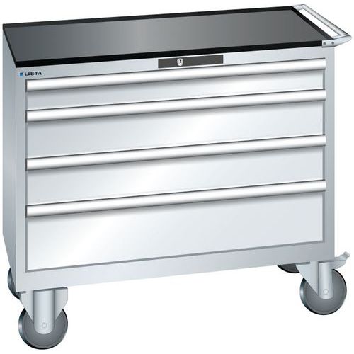 Dílenská zásuvková skříň Lista, 1023x572x962 mm, 4 zásuvky, šedá